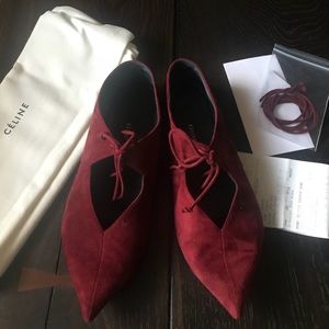 Celine Burgundy Leather Babouche Flats w/ Dustbag